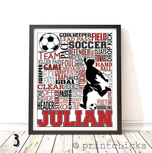Soccer Typography Personalized Print - Printchicks Wall Art Decor Poster Team Gift #TOP2