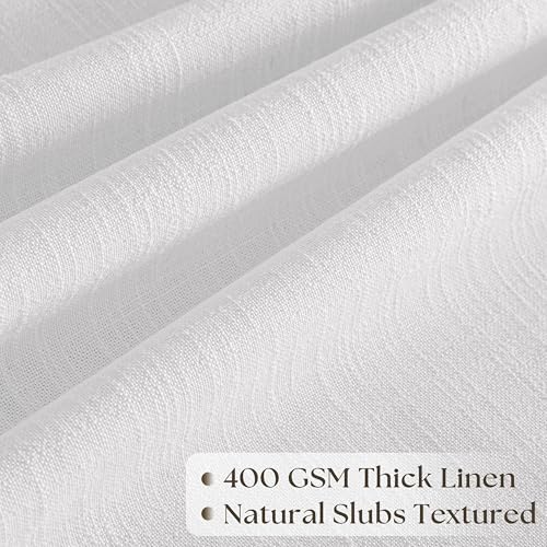 Image of Extra Wide 102 Inch Long Curtains 100 Inch Wide Pinch Pleat White 1 Panel | Textured Linen, for Living Room Bedroom, Light Filtering, Privacy, Pleated Drapes, Hooks Rings, Back Tab, Sliding Door