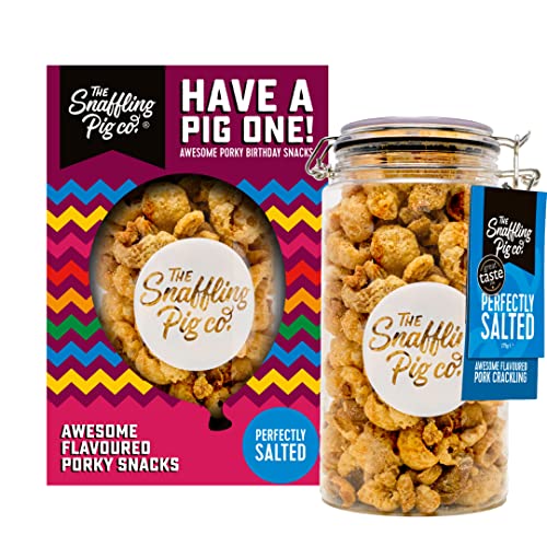 Snaffling Pig Birthday Pork Crackling Jar Gift Box Gifting Jar, High Protein, Low Carb, Keto Savoury Snack - 275g