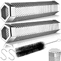 LANNEY Smoke Tube for Pellet Smoker 2 Pack, 12'' Smoker Tube for Pellet Grill - Hot or Cold Smoker Accessories for Electric Gas Charcoal Grilling, Stainless Steel Portable Barbecue Smoking Tube