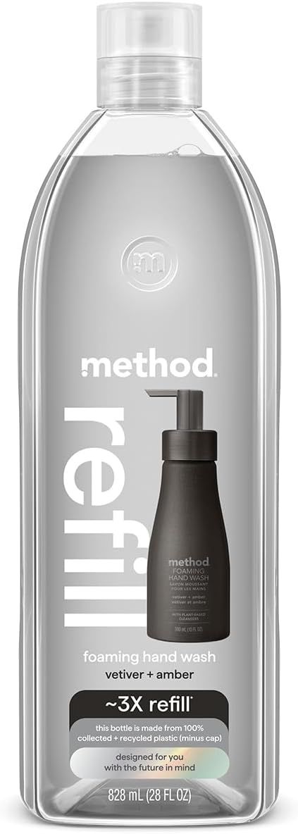 Method Foaming Hand Soap Refill, Vetiver + Amber, 28 Fl Oz (Pack of 1) (Packaging May Vary)