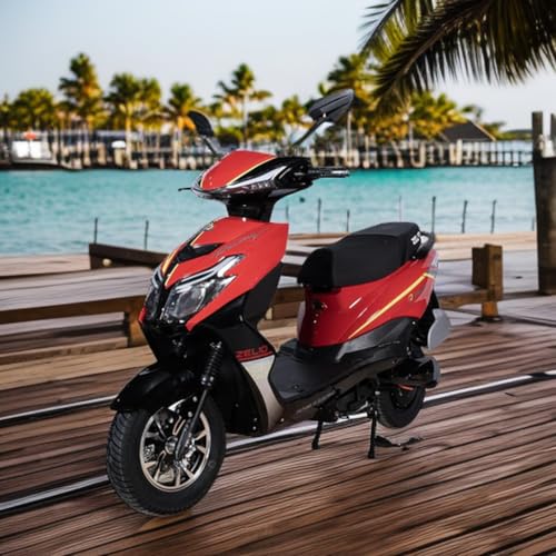 Image of ZELIO GRACYi Electric Scooter | 60V /32AH Lead Acid Battery | 55-60 km Range | Non-RTO | Single Disc Brake | 4-5Hrs Charging | Alloy Wheels (Red /Black)