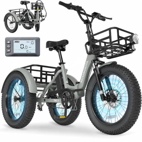 MOONCOOL Elektro Dreirad Erwachsene, Klappbares E-Trike,80/145Km Reichweite