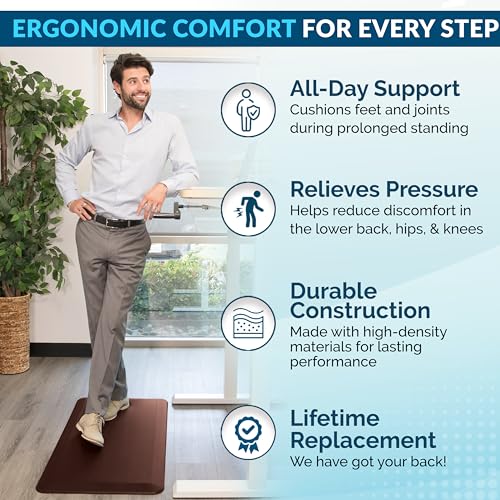 ComfiLife Anti Fatigue Floor Mat – 3/4 Inch Thick Kitchen Mats for Floor, Standing Desk Mat, Kitchen Rug – Comfort at Home, Office – Durable – Stain Resistant – Non-Slip Bottom (20" x 39", Brown) - Thumbnail 3