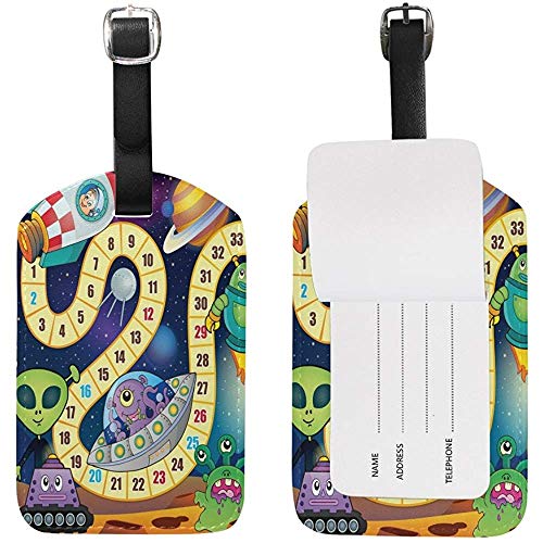 Preisvergleich Produktbild Weltraumthema Brettspiel Kinder Gepäckanhänger Pu-Leder Taschenanhänger Reisekoffer Id-Kennung Gepäckanhänger