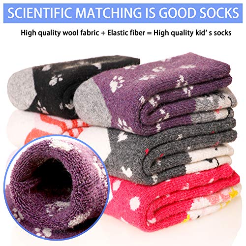Image of Eocom Kids Wool Socks For Boys Girls Warm Hiking Thermal Winter Cozy Soft Thick Toddlers Crew Boot Socks 6 Pairs