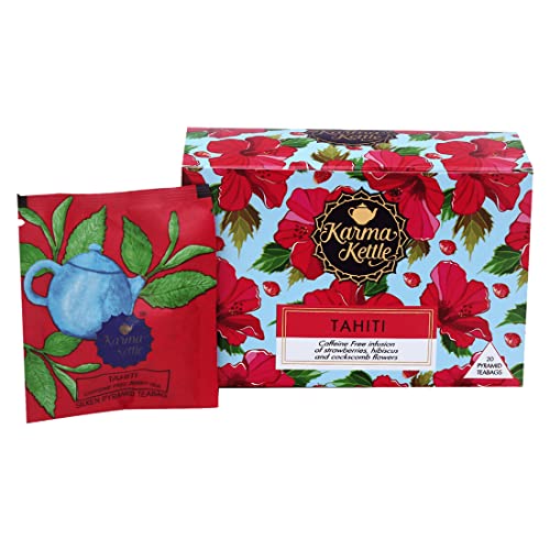 Karma Kettle-Tahiti I Tisane I Floral and Fruity Infusion of Strawberries, Cockscomb and Hibiscus I 20 Pyramid Teabags | Ice Brews | Cold Brew | Iced Tea (B07CH9J2YN) Amazon Price History, Amazon Price Tracker
