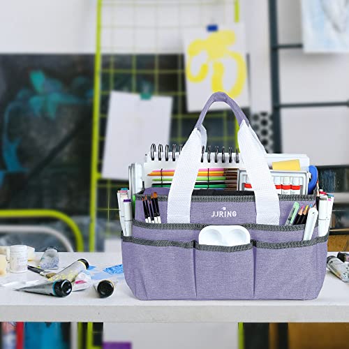 JJRING Craft Organizer Tote Bag, Art Storage Caddy with Multiple Pockets, Lilac Sewing Bag for Art, Craft, Scrapbooking, Medical, and Office Supplies Storage - Thumbnail 7