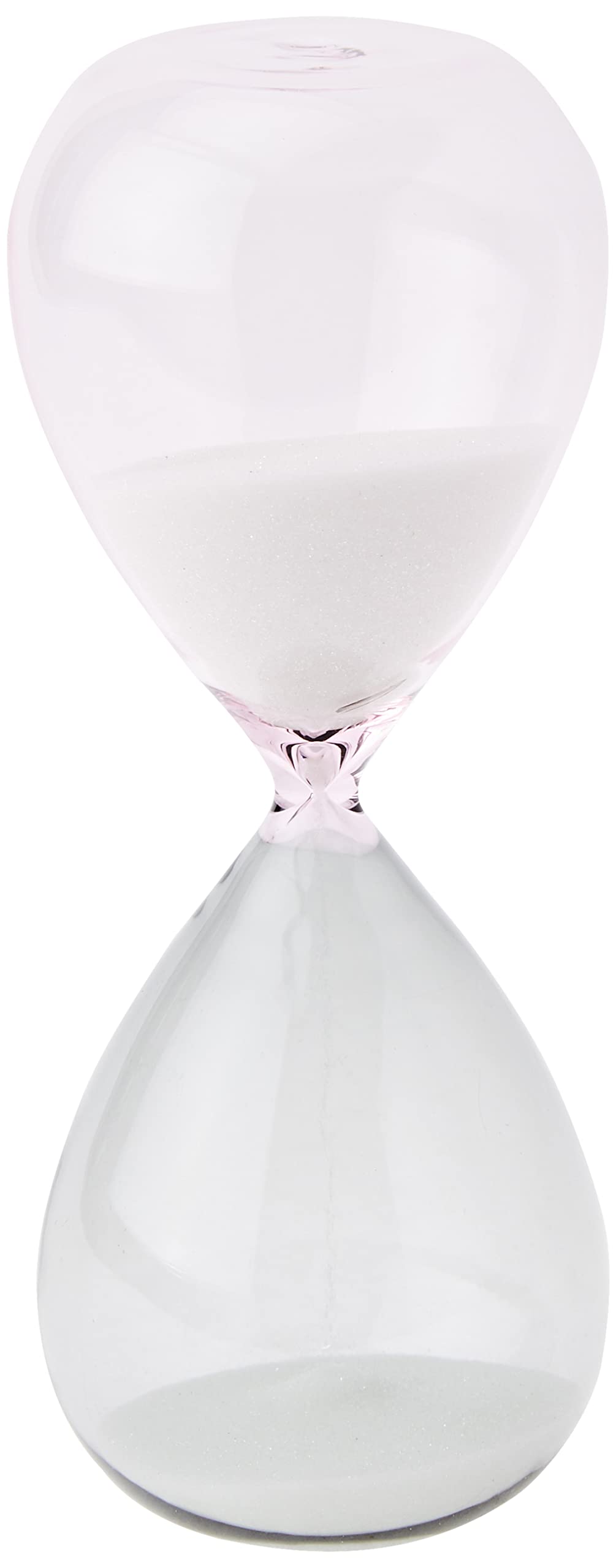 TFA Dostmann 15 Minute Glass Hourglass Timer Table Decoration Timer Grey Pink Sand (L) 73 x (H) 190 mm