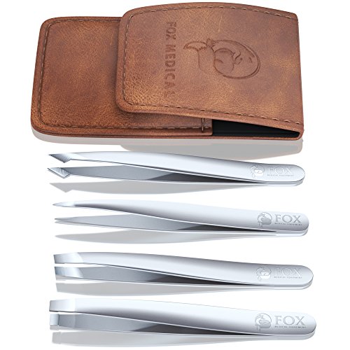 4 Piece Stainless Steel Tweezers Set