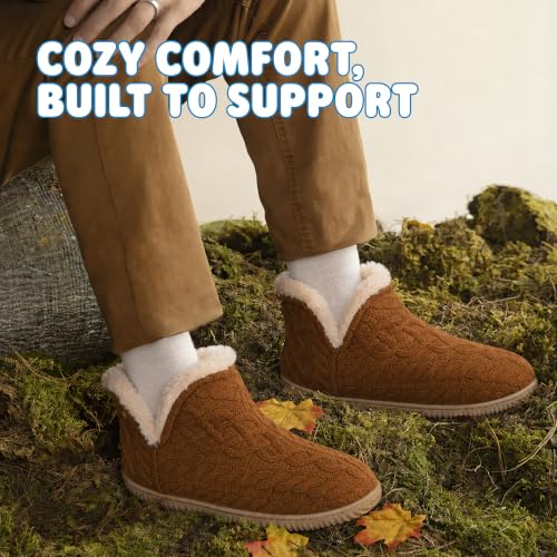 Image of Dearfoams Men's Memory Foam Indoor House Slippers Brixen Ankle Boot House Shoes - Gifts for Men