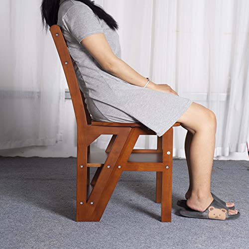 Solid Rubber Wood Folding Library Ladder Chair,Step Ladders Step Chair,Foldable 4-Step Stool Dual Purpose Stepladders,4-Step Climb Step,Folding Ladder Chair,Display Stand ,Flower Stand #TOP1