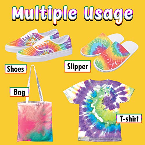 Tie Dye Kits For Kids And Adults With T-Shirt - 18 Colors Dye, 36 Colours Pigment. 5 Disposable Gloves, Apron, 80 Rubble Bands, Funnel, Spoon, Tablecloth, Spray Bottle #TOP3