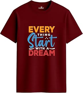 FASHIENT Men’s Printed T-Shirt – “Everything Start with A Dream” Motivational Quote Round Neck Short Sleeve Cotton Casual ...