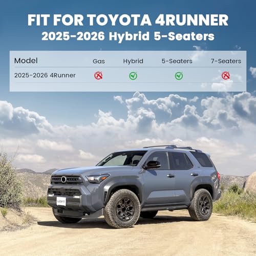 Image of LASFIT Floor Mats for Toyota 4Runner 2025 2026 (Only Fit Hybrid), All Weather TPE Custom Fit Floor Liner for 4 Runner TRD /Limited /Platium 6th gen Front&Rear Car Mats, Black
