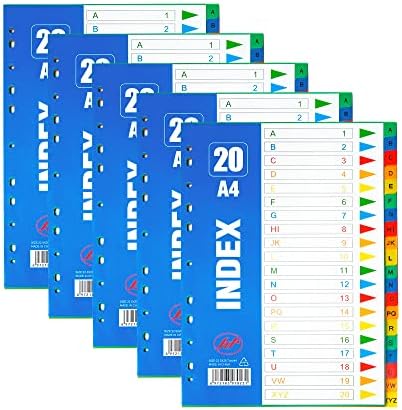 WeeGoo 5 Pack A-Z Dividers Plastic A4 File Dividers A to Z 20 Part, A4 ...