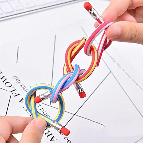 LONGSHUNXING 84PCS Soft Flexible Bendy Pencils,42Pcs Multicolor Soft Flexible Bendy Pencils, 42Pcs Erasers Magic Bend Toys Party Favor Supplies for Family School Class