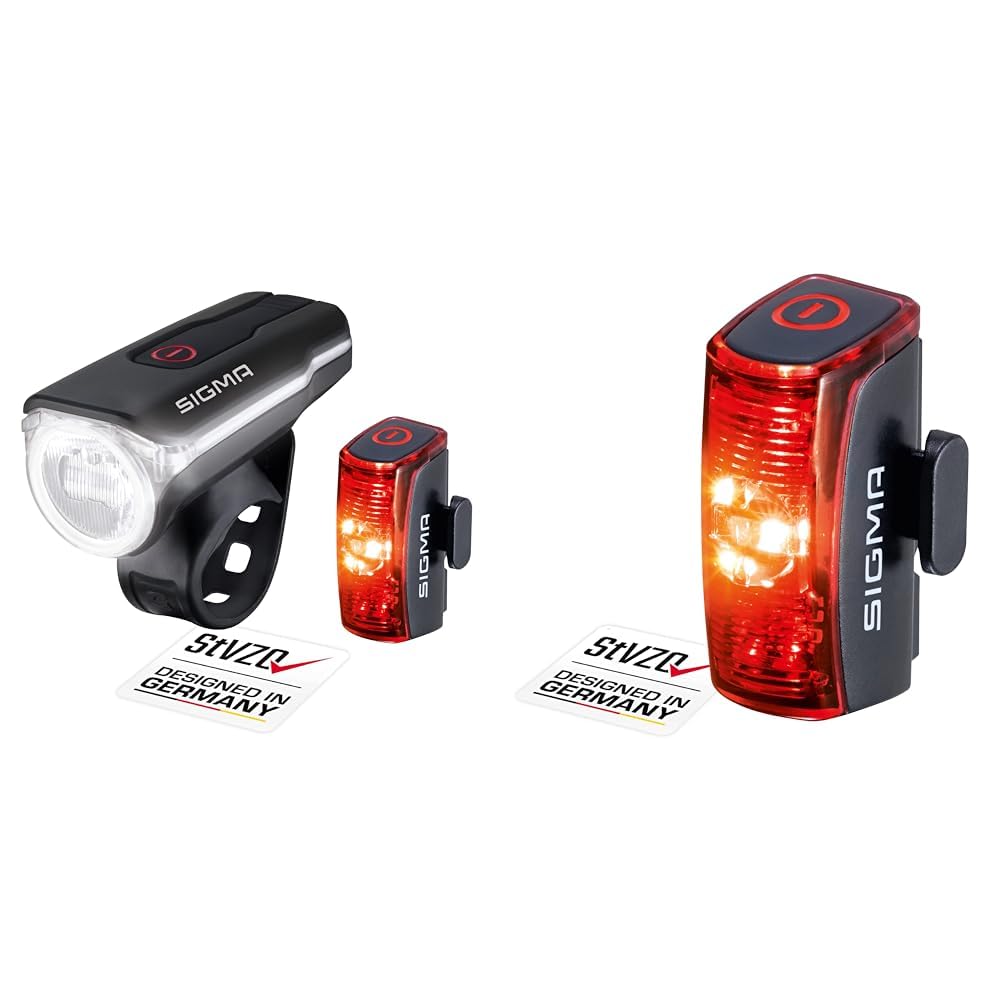 SIGMA SPORT - LED Fahrradlicht Set Aura 60 und Infinity & - Infinity | LED Fahrradlicht mit 16h Leuchtdauer | StVZO zugelassenes, akkubetriebenes Rücklicht