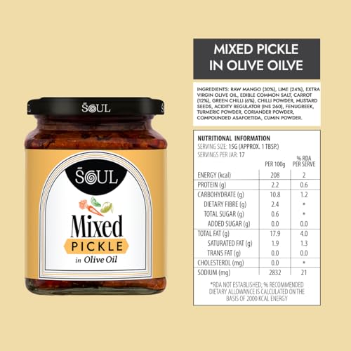 Image of ADF Soul Mixed Pickle | Spicy, tangy & textured | A flavour-packed mix of veggies in 100% Olive Oil. | 275 g
