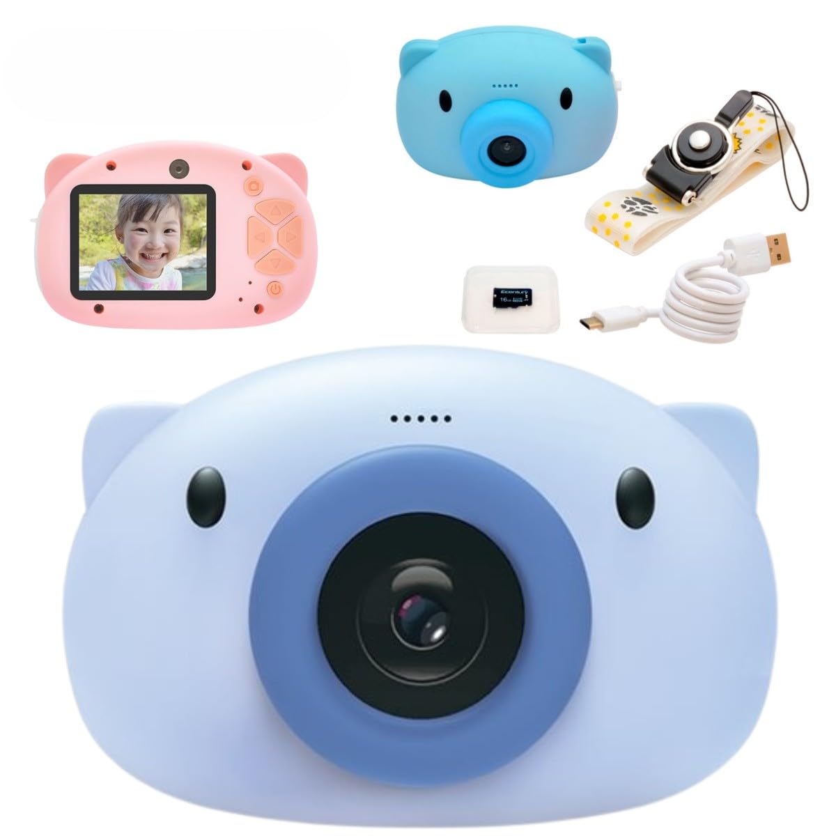 Amazon | ハイテック ミニキッズカメラ こぶたブルー WEC11-BL-GD
