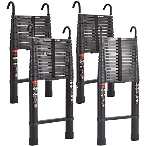 Loft Escalera telescópica de aluminio de 6,2 m y 20,3 pies con gancho extraíble para...