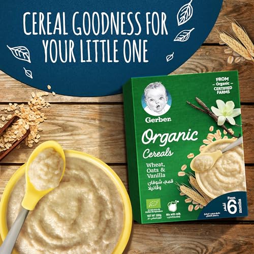 Nestle Gerber Organic Infant Cereals Wheat, Oat & Vanilla Fruit Puree, 200 G