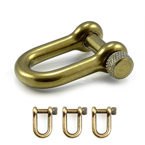 Ganzoo Schäkel Stahl 3er Set, U-Form Größe M, Drehverschluss schnell zu öffnen, griffiger Schraubkopf, Metallic blau Antik-Look, Außen 33 x 25 mm, Öffnung 21 x 10 mm, Stärke 5 mm, für Paracord-Bänder