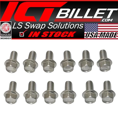 ICT Billet 350 Chevy SBC Intake Manifold Flange Bolt Set Standard 3/8\" Thread LT1 5.7L Compatible with Chevrolet Small Block V8 305 327 350 383 5.0L Eight Cylinder Long Water Pump 551653