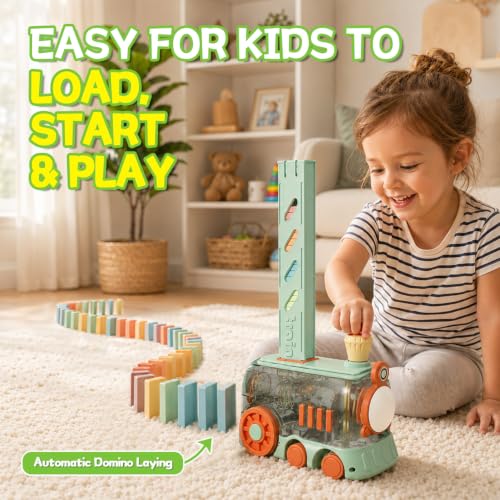 Domino Train Toy, set automático de dominós 80 piezas miniatura 5