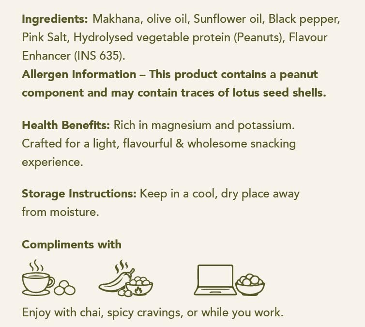 True-Purna Salt & Pepper Makhana (90 gm) | Roasted Fox Nuts Snack | Crunchy Lotus Seeds with Salt Pepper Seasoning | High Fiber Gluten Free Protein Rich Snack | Jar Pack 2