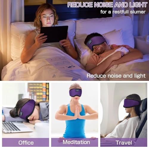 Image of LC-dolida Bluetooth Sleep Mask,Wireless Bluetooth Sleep Mask,Sleep Headphones,Ideal for Travel,Night Work,Napping,Side Sleeping and Office Use for Both Men and Women，Earplugs Included (Rose Purple)