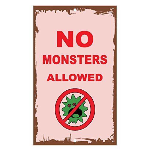 Yelacecca Tin Sign No Monsters Allowed Funny 8X12 Inches