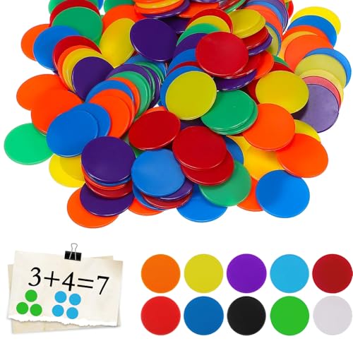 100Pcs Coloured Counters, Counters For Maths, Double Sided Counters, Plastic Tokens Place Value Counter, Maths Counter for Kids Children Bingo Game Math Learning Resources Party Games Tokens