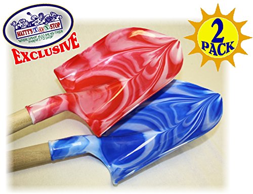 Matty's Toy Stop 31" Heavy Duty Wooden Kids Sand Shovels with Plastic Spade & Handle (Blue Swirl & Pink Swirl) Twin Set Bundle - 2 Pack - Thumbnail 5