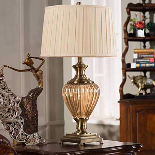 Lampe de bureau lampe en verre cristal luminaire chic abat-jour tissu E27