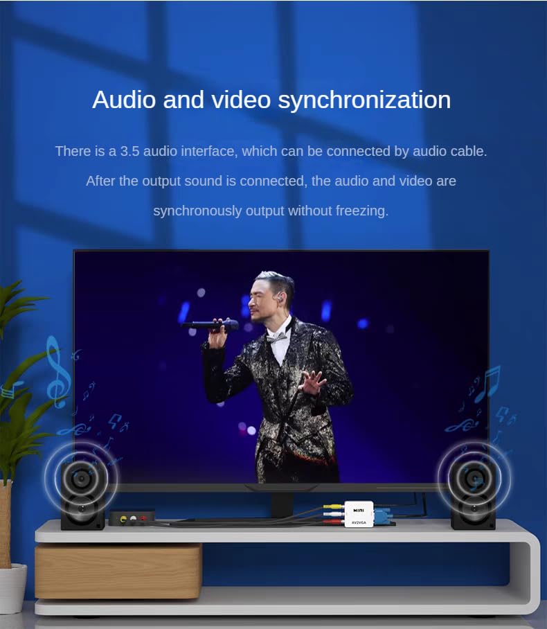 RCA a VGA adaptador de audio de vídeo 1080p convertidor AV para televisión y consolas 4