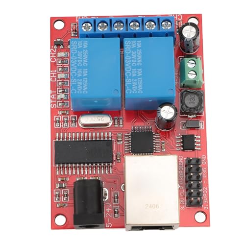 ZJchao Módulo de relé Ethernet de 2 Vías con Temporizador de Retardo, Control/UDP y Función de Servidor Web para Automatización de Interruptores Remotos