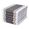 Goroly Home 6 Pack 100% Cotton Farmhouse Vintage Dish Towels Tea Towels Highly Absorbent Quick Dry Professional Grade with Hanging Loop - Twill Waffle - 18x28 Inch - Charcoal
