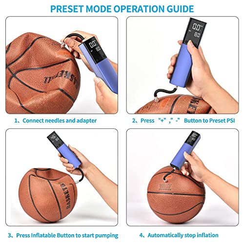 Image of Pumteck Electric Ball Pump, Smart Air Pump Portable Fast Ball Inflation with Precise Pressure Gauge and Digital LCD Display for Football Basketball Volleyball Football