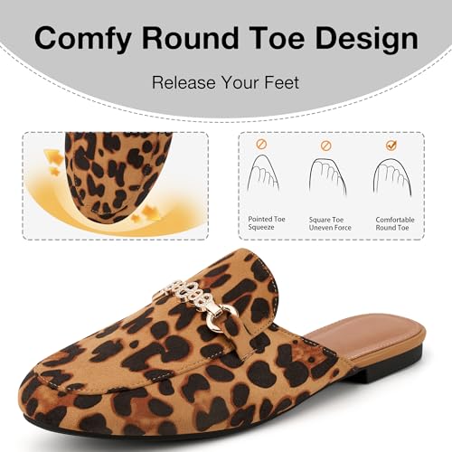 Image of Womens Mules Buckle Flats: Classic Suede Slip On Shoes Dressy Closed Toe Backless Slides Loafers 2026 for Business Work Office Casual