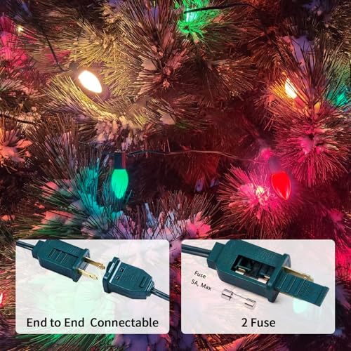 Image of 25FT C7 Christmas Lights Outdoor, Red Green White 3-Color LED String Lights for Roof, Fence, Tree, Wedding, Party, Patio, Bright Holiday Decor