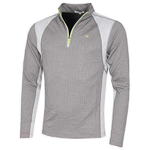 Calvin Klein Mens Micro Grid Half Zip Mid Layer - Slate/Lime - L