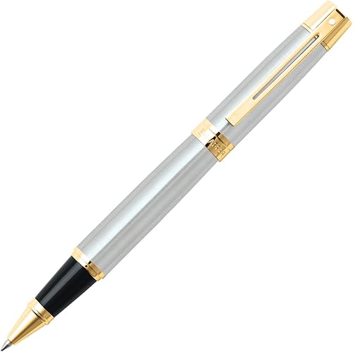 Sheaffer Bola enrollable con ribete dorado 300, cromo cepillado (E1932751)