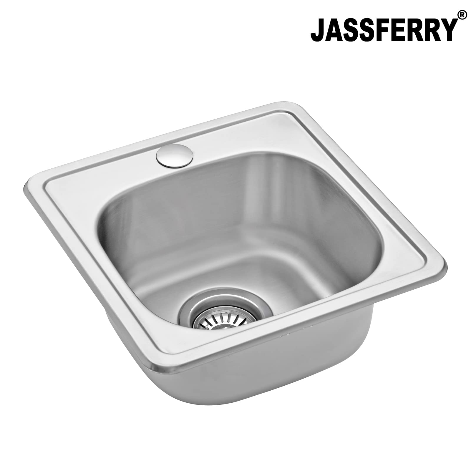 JASSFERRY Évier de cuisine encastrable en acier inoxydable 1 bac 380 x 380 mm