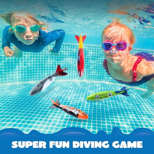 image for JOYIN 8 Pack Pool Toys, Shark Underwater Diving Toys, Colorful Swimmin