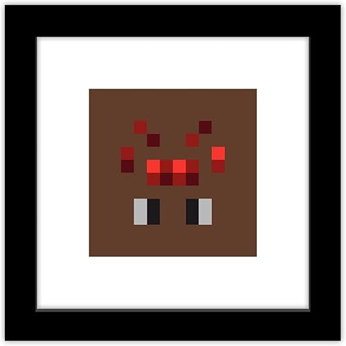 Trends International Gallery Pops Minecraft Pixeles icónicos - Mobs - Arte de pared de araña, versión enmarcada en negro, 12 x 12 pulgadas
