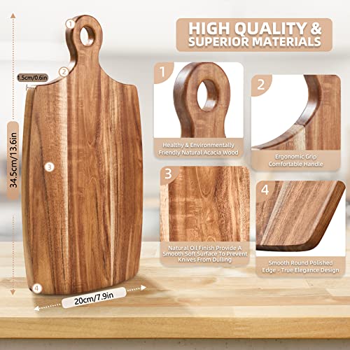 Acacia Wood Cutting Board With Handle For Kitchen - Ampseven Wooden Charcuterie Board For Bread, Meat, Fruits, Cheese,Vegetables And Decorative Wooden Serving Chopping Board #TOP1