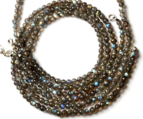 Labradorite bleue naturelle 5mm perles rondes facettées en fil de 17 pouces