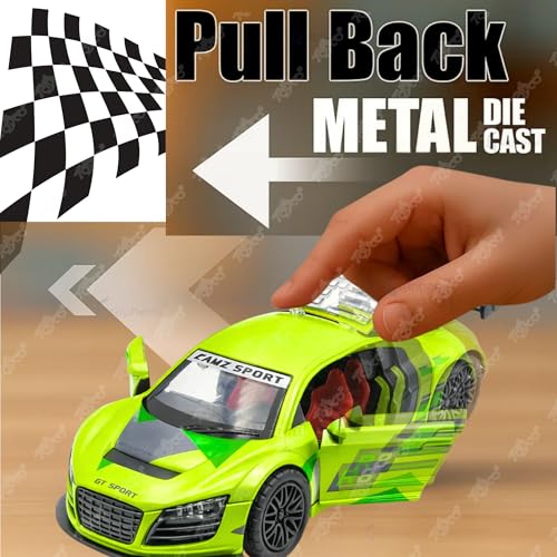 Image of toyco Au-di R8 Toy Car for Kids | Pull Back Unbreakable Small Cars | Openable Doors, Smooth & Shiny Edges |1:36 Scale | Mini Gift Toys for Boys and Girls Age 3+ | (R8 car)