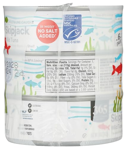 365 by Whole Foods Market, Skipjack Tuna in Water No Salt Added, 30 Ounce, 12 Pack - image 4